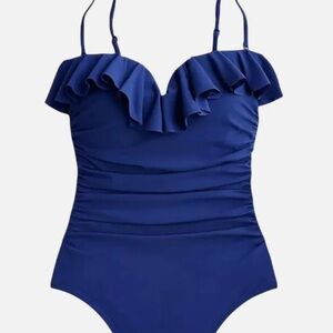J Crew Blue Ruffle Swimsuit